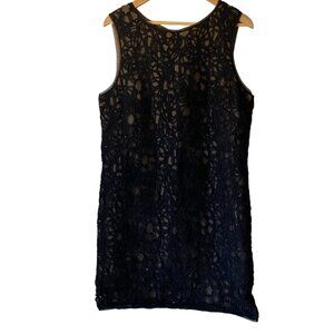Max Studio Woman XL Black Sequin Lace Overlay Sleeveless Mini‎ Dress Vintage